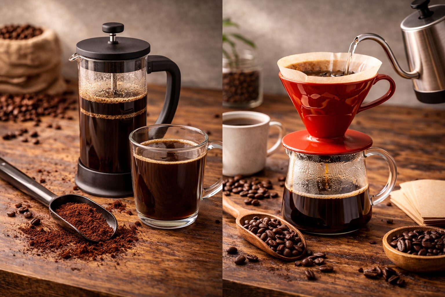 フレンチプレスとドリップ、味の違いを比較