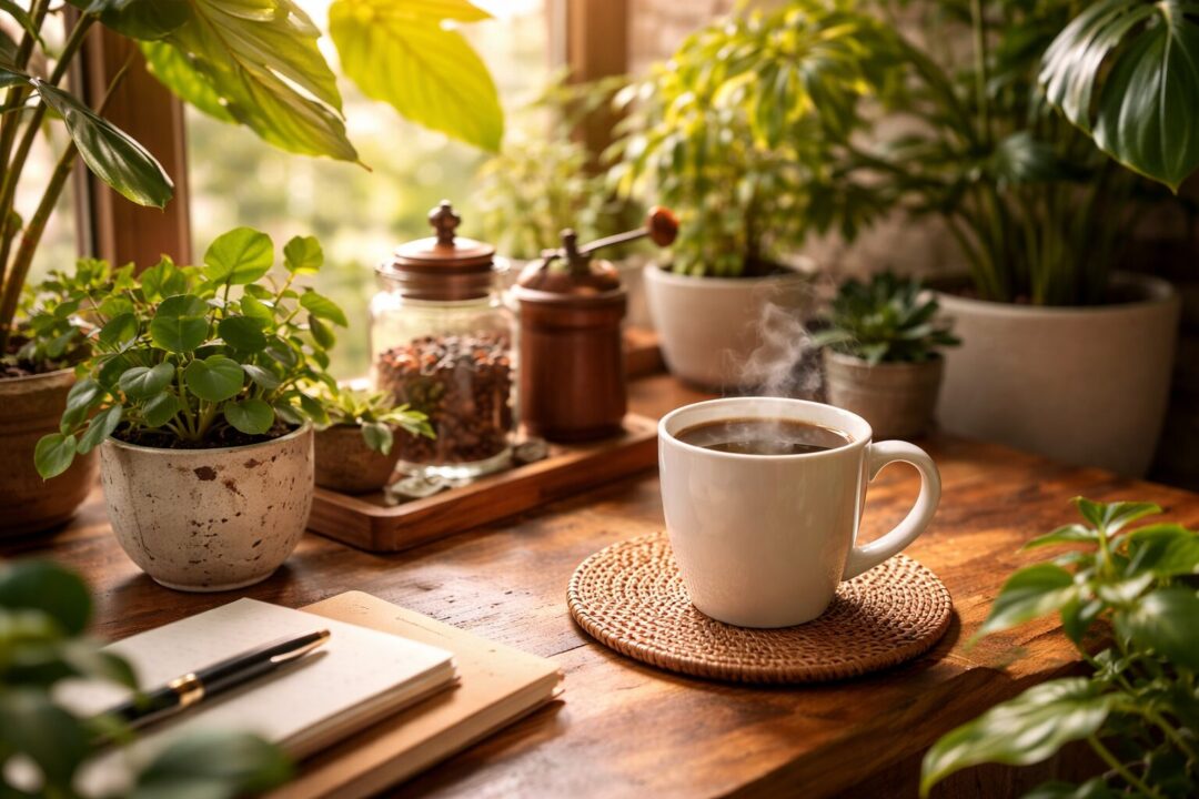 コーヒーと観葉植物の相性