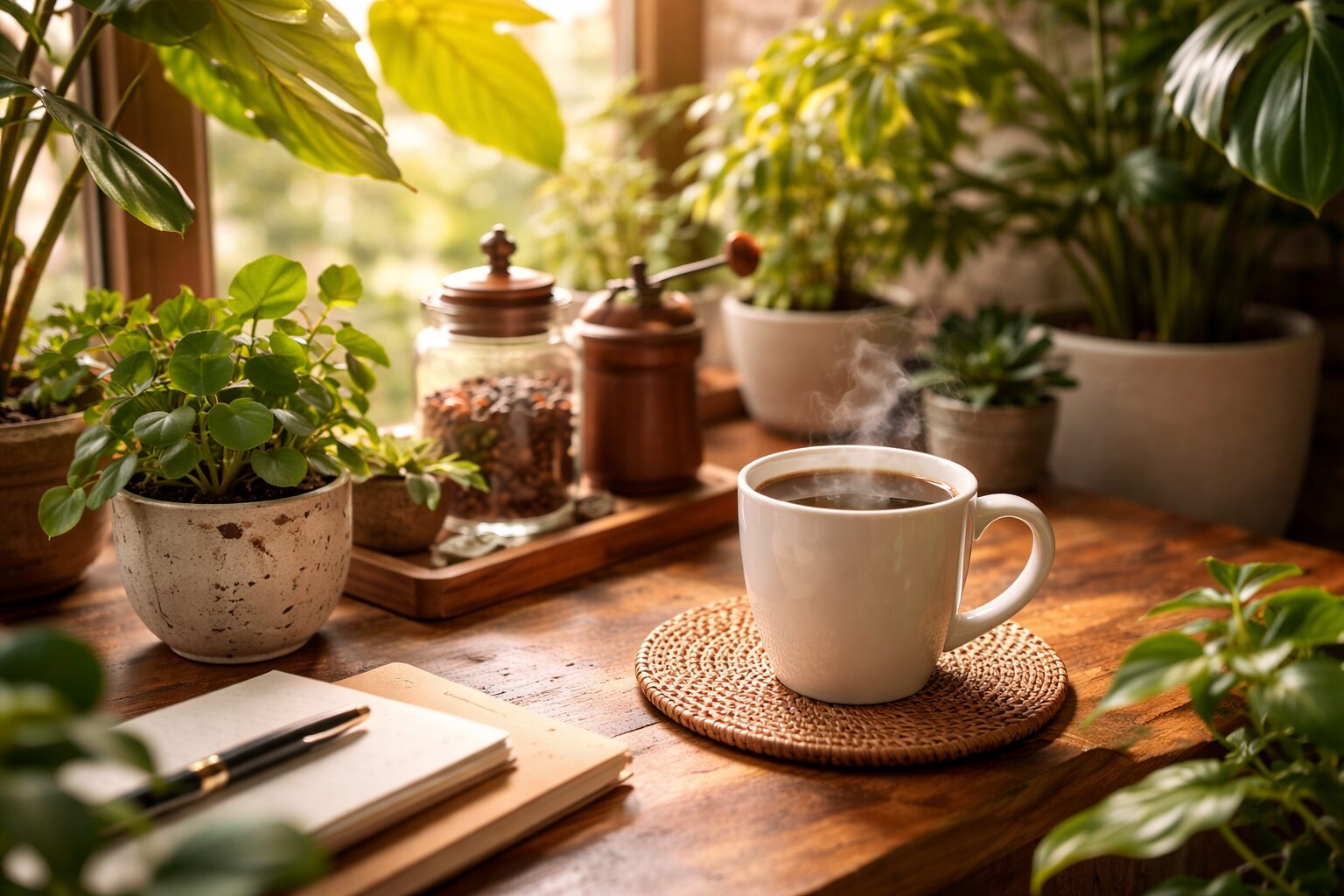 コーヒーと観葉植物の相性
